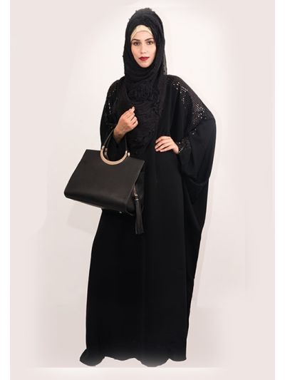 Black Abaya with Glitter Embroidery