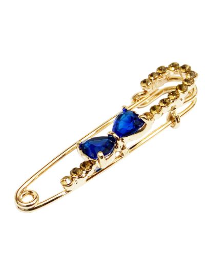 Royal Blue Single Bow Design Safety Brooch Pin