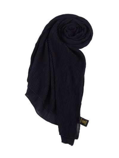 Navy Pleated Chiffon Hijab