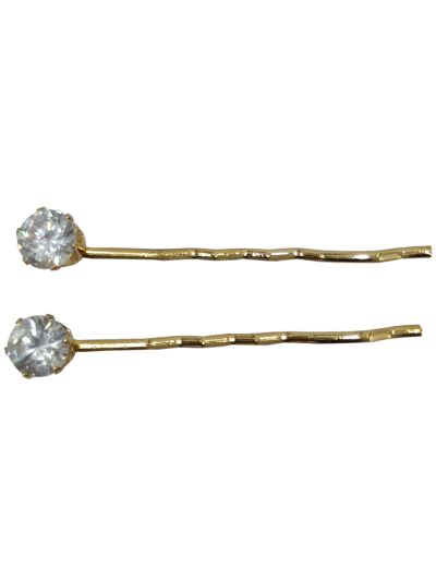 Golden Gem Stone Hijab Pin (White)