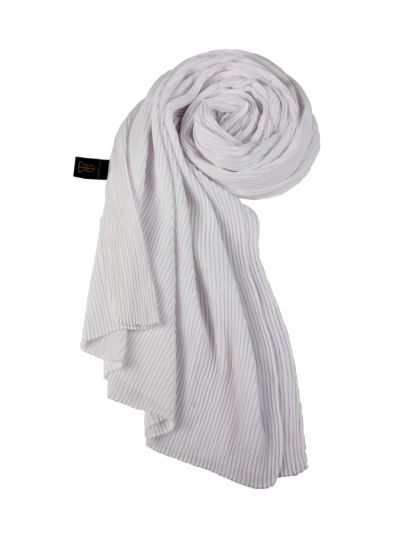 White Pleated Chiffon Hijab