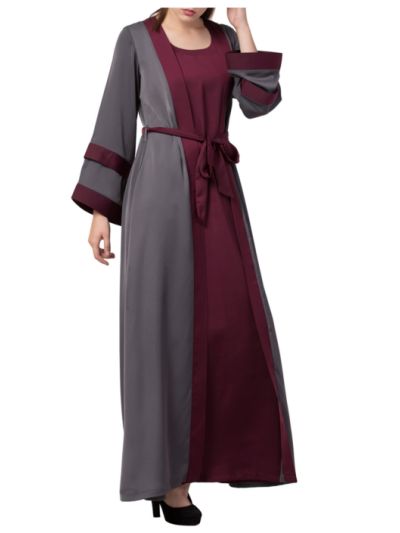 Abaya Dress With Attached Shrug and a Matching Belt