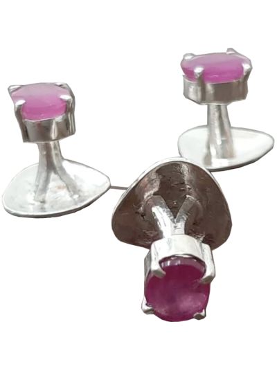 Mozambique Natural Ruby Silver Buttons