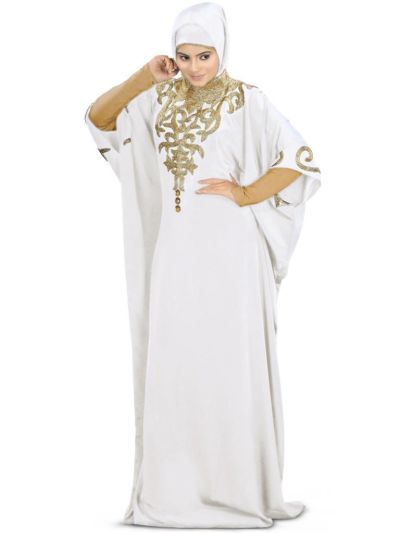 Nayyab Hand Embroidered White Kaftan