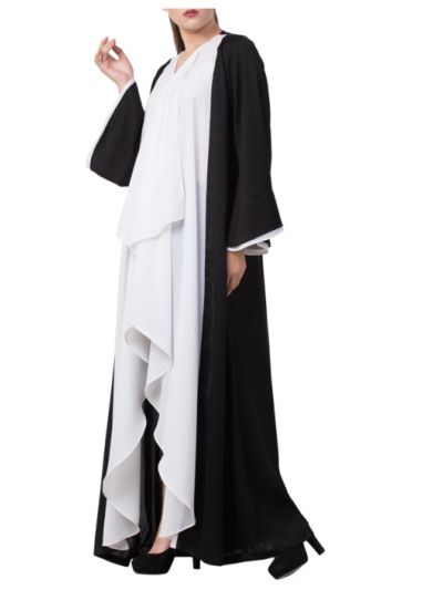 Beautiful Shrug like Front Open Dress Abaya in Dual Color
