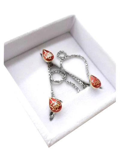 Pure Silver & Gold Plated Red Aasu Button For Ashara