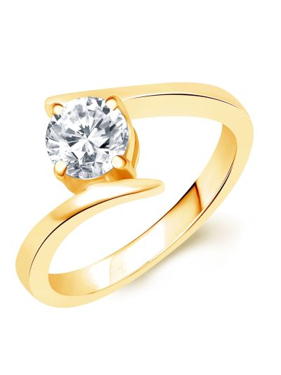 Stunning Gold Plated Solitaire Ladies Ring - 8