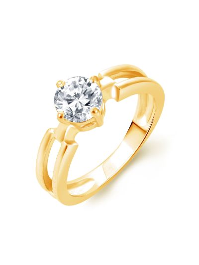Stunning Gold Plated Solitaire Ladies Ring - 8
