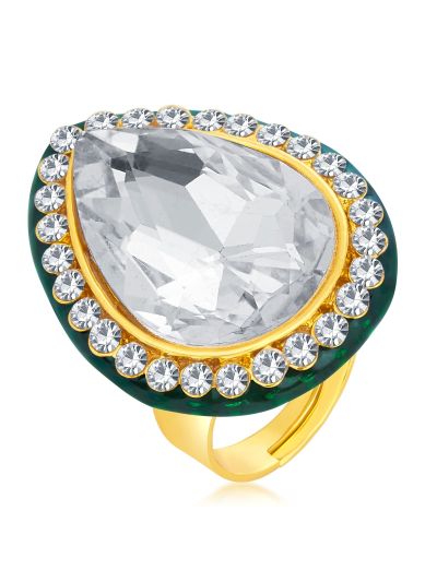 Designer Gold Plated Finger Ring For Women Free Size