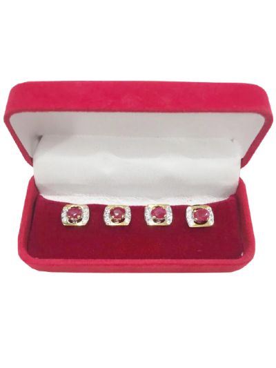 Premium Kurta Buttons With Red Stone & Crystals