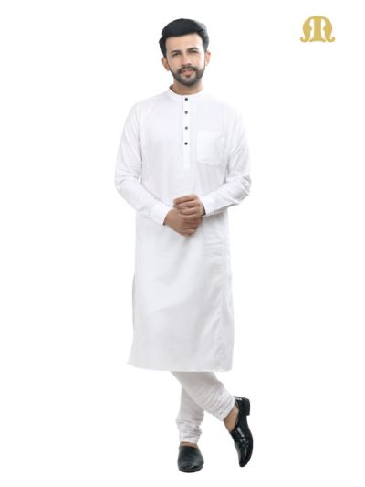 White Kali Kurta with Pajama for Men