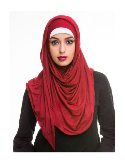 Maroon Jersey Instant Hijab