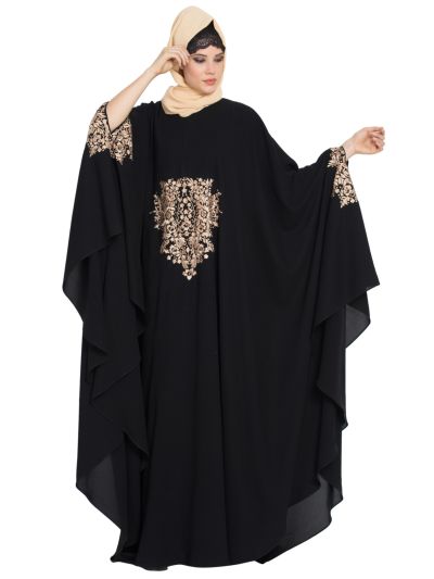 Black Golden Embroidered Irani Kaftan