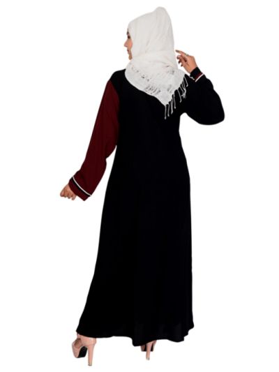 Single Layer Black & Maroon Kashibo Abaya