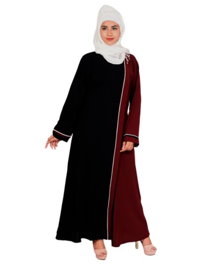 Single Layer Black & Maroon Kashibo Abaya