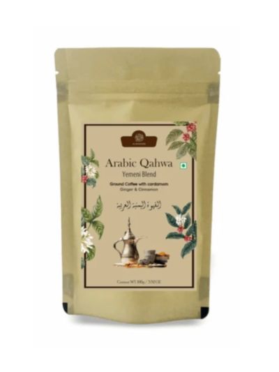 AL MASNOON Arabic Qahwa/Yemeni Blend/Arabic Yemeni Coffee Medium Roasted With Cinnamon & Ginger 100G