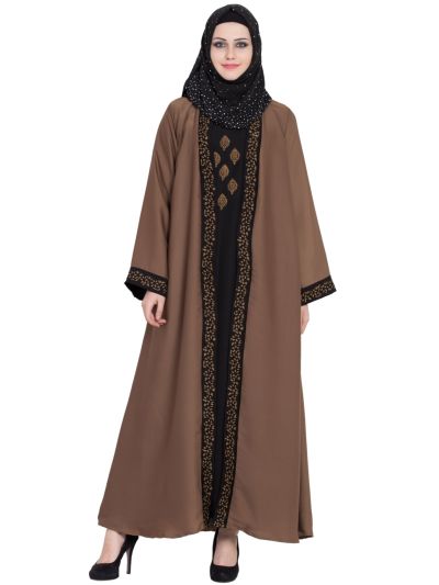 Golden & Black Nida Shrugg Style Stylish Abaya