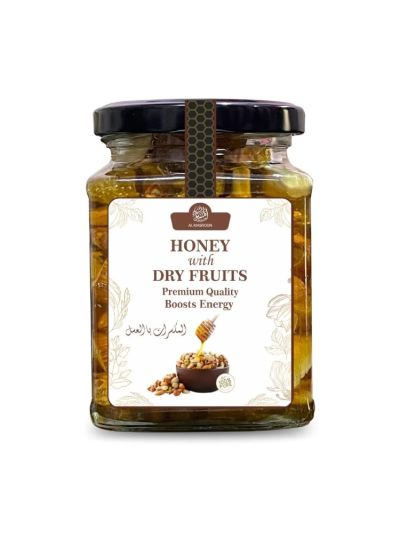 AL MASNOON Honey with Dry Fruits/Mixed Dry Fruits with Pure Honey & Saffron 300g: Blend of Natural Honey, Nutrient-Rich Dry Fruits, and Saffron for a Luxurious Taste Experience