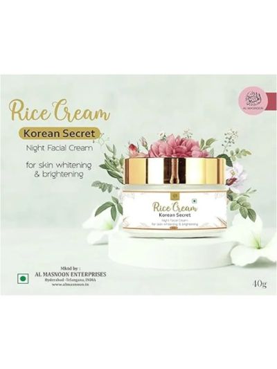 AL MASNOON Rice Night Facial Cream: Korean Secret For Skin Whitening & Brightening | 40g Pack of 1