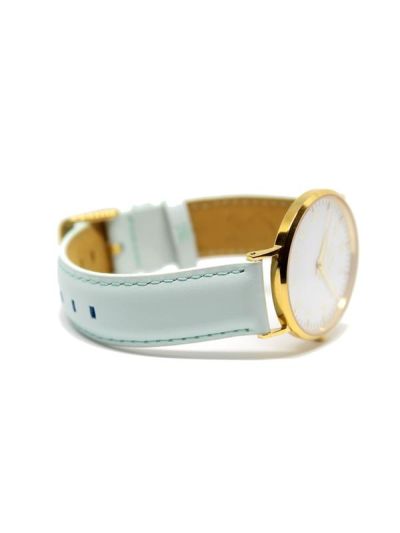 Women Gold & White Leather Arabic Watch 