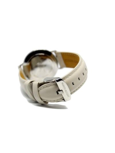 Women Silver Leather Arabic Watch 