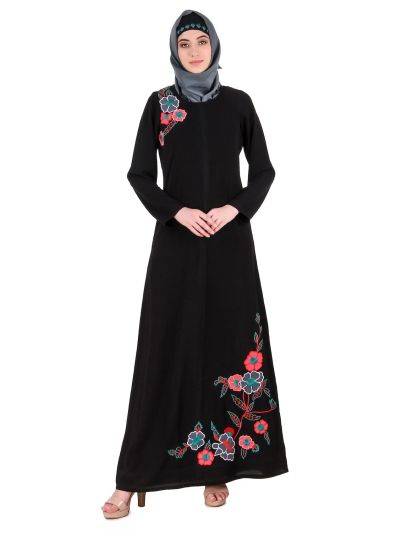 Floral Patch Work A-Line Abaya