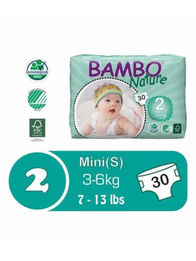 Bambo Nature Mini 3-6 Kg, Size 2, 30 Pieces