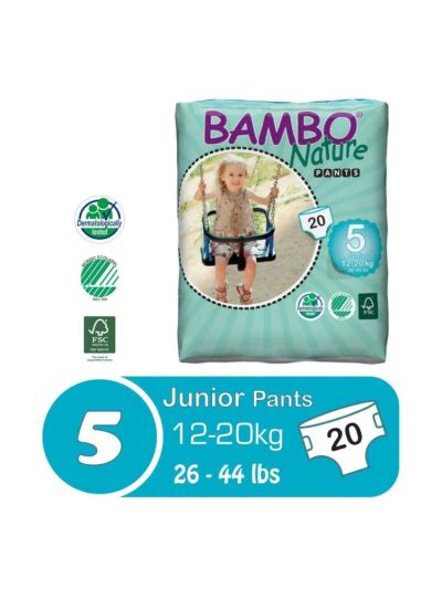 Bambo Nature Pants Junior 12-20 Kg, Size 5, 20 Pieces