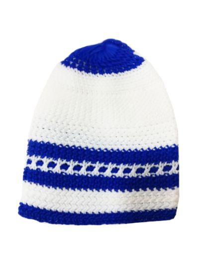 Kids White Mixed Ink Blue Cap