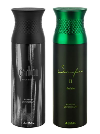 Ajmal Carbon & Sacrifice II Him Deodorants for Men (pack of 2)