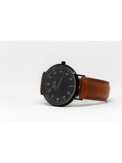 Women Black Leather Arabic Watch 