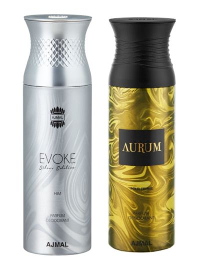 Ajmal Evoke Silver Him & Aurum Deodorants for Men & Women (pack of 2)
