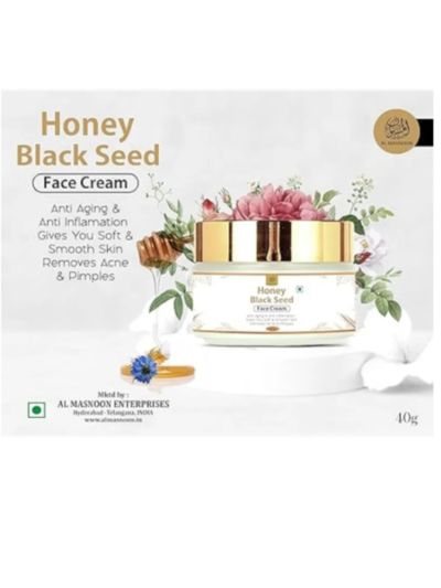 AL MASNOON Blackseed Face Cream: Made With Pure Honey & Black Seed Oil, 40g Pack of 1