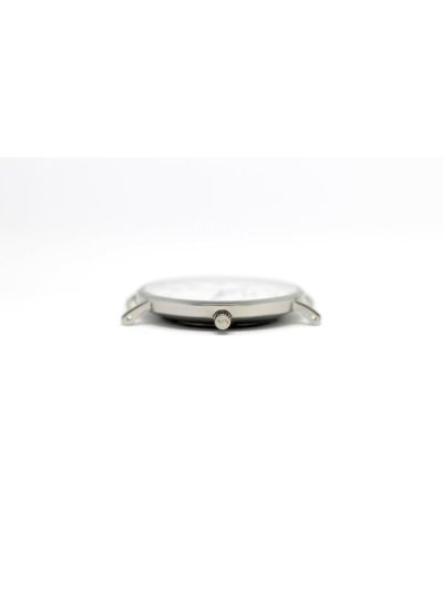Women Silver & White Leather Arabic Watch 