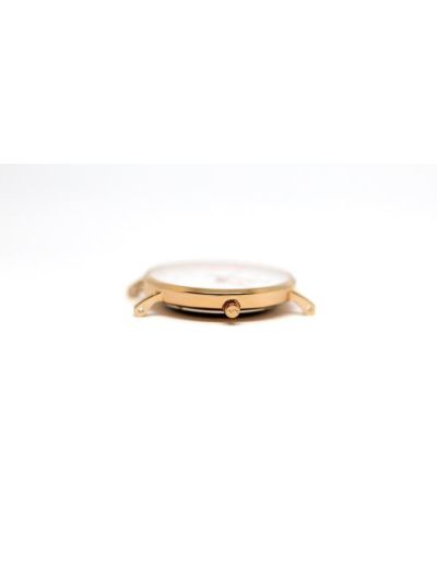 Women Rose Gold & White Leather Arabic Watch 