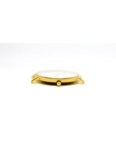 Women Gold & White Leather Arabic Watch 