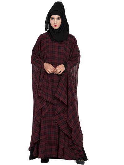 Two Pieces Set of Black Inner Abaya & Georgette Kaftan
