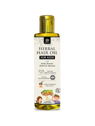 AL MASNOON Herbal Hair Oil For Kids With Amla, Brahmi, Walnut & Almond | Nourishing Ayurvedic Hair Oil | Supports Memory Strength & Healthy Hair Growth | 200 ml | Pack of 1