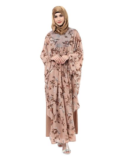 Beige Printed Kaftan Abaya