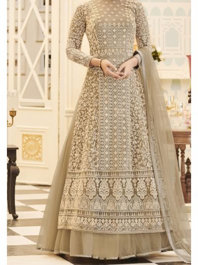 Beige Designer Dress Embroidered Salwar Kameez