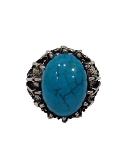 Turquoise Blue Men's Ottoman Oval Design Ring