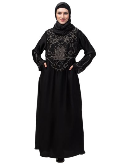 Hand Embroidery A Line Party Wear Abaya