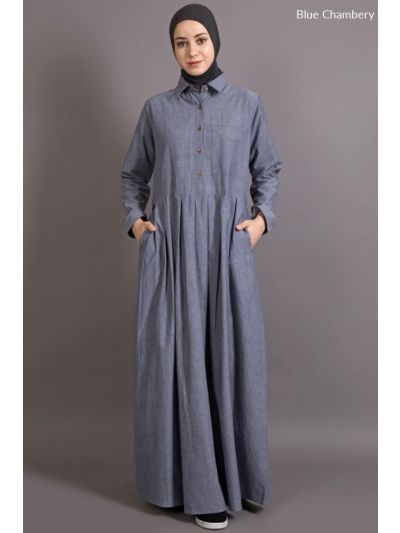 Blue Shirt Collar Executive Abaya