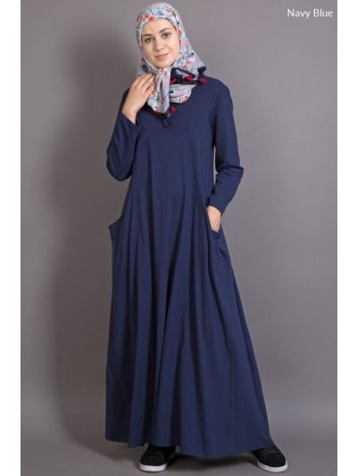 Navy Blue Jersery Travel Abaya