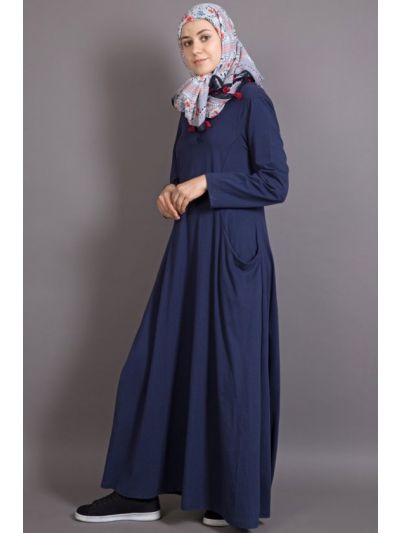 Navy Blue Jersery Travel Abaya