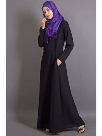 Black Frill Casual Abaya