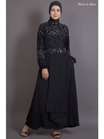 Black Embellished Burqown Abaya