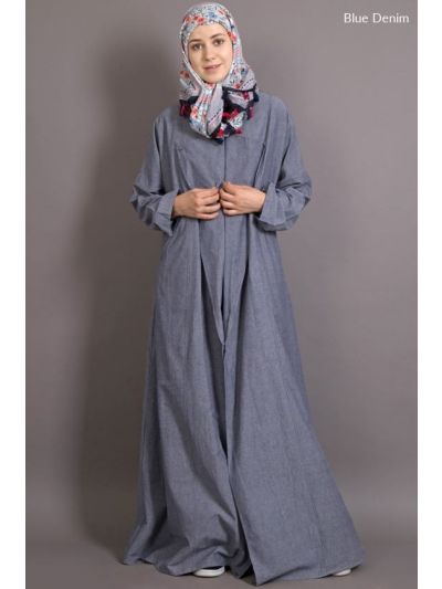 Blue Denim Executive Wrap Around Coat Abaya
