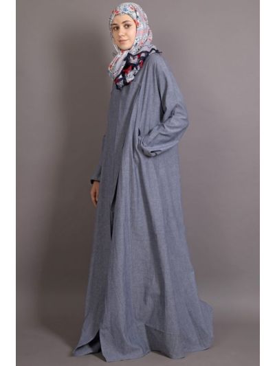 Blue Denim Executive Wrap Around Coat Abaya