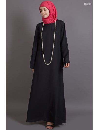 Black Bohemian Abaya with Gathers Panels at Back